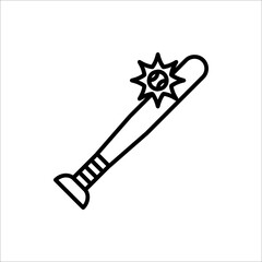 baseball ball, baseball bat vector isolated on white background.