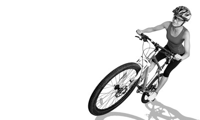 Obraz na płótnie Canvas Athlete female cyclists on cycle, sport concept