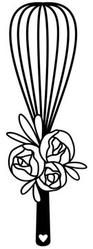 Kitchen Utensil With Flowers Svg, Floral Whisk, Baking Design