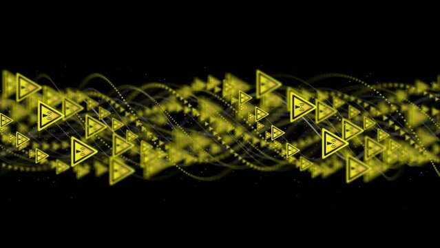 Non-ionizing Radiation Danger Symbols Animation, Rendering, Background, Loop
