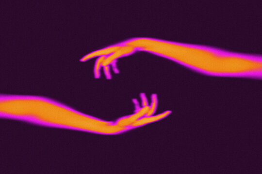 abstract hands thermal gradient with grainy texture