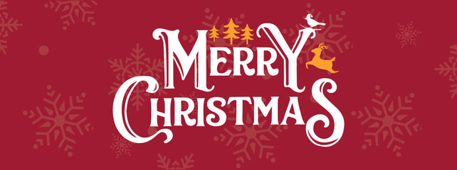 Merry Christmas web banner with abstract retro style modern design background. Christmas calligraphy Vector illustration