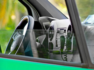 Steering wheel and communication panel inside an ambulance