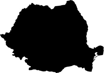 Romania Map. Romanian Black Map Country National Detailed Boundary Border Shape Nation Outline Atlas Symbol Sign Clipart Clip Art Silhouette. Transparent PNG Flattened JPG Flat JPEG