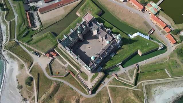 Kronborg Castle - Drone Top Down Pan