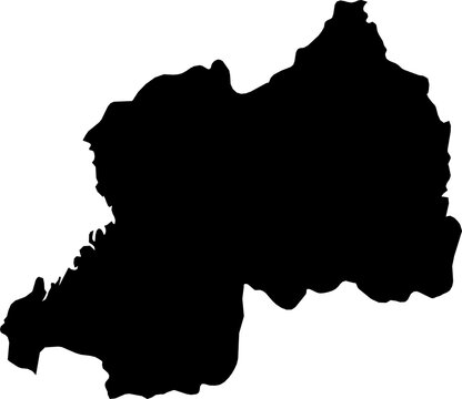 Rwanda Map. Rwandan Rwandese Black Map Country National Detailed Boundary Border Shape Nation Outline Atlas Symbol Sign Clipart Clip Art Silhouette. Transparent PNG Flattened JPG Flat JPEG