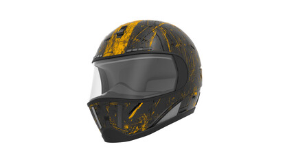 Fototapeta premium Grunge Helmet Left View. Isolated on White. 3D Render. 3D Illustration.