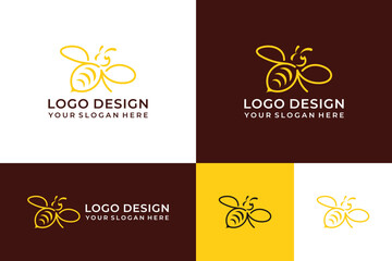 Honey bee animals logo design template