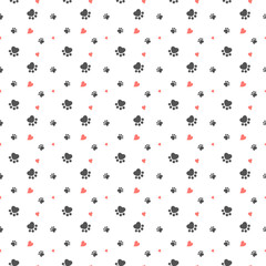 Seamless pattern cat paws footprint design background for wallpaper, wrapping, paper, and fabric. Vector illustration.	