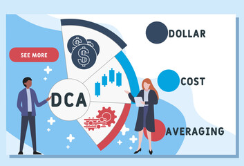 DCA - Dollar cost averaging acronym. business concept background. vector illustration concept with keywords and icons. lettering illustration with icons for web banner, flyer, landing pag