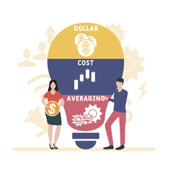 DCA - Dollar cost averaging acronym. business concept background. vector illustration concept with keywords and icons. lettering illustration with icons for web banner, flyer, landing pag