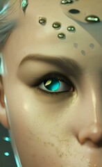 Painted fantasy eye. Stylized pupil.