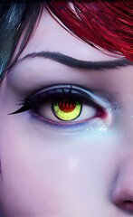 Painted fantasy eye. Stylized pupil.