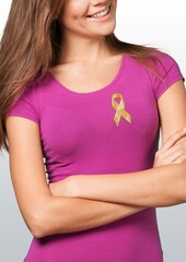 Suicide concept, woman with an Yellow Ribbon