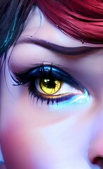 Painted fantasy eye. Stylized pupil.