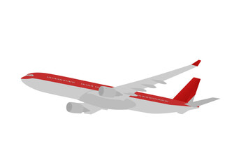 Red airplane cartoon mode in flight