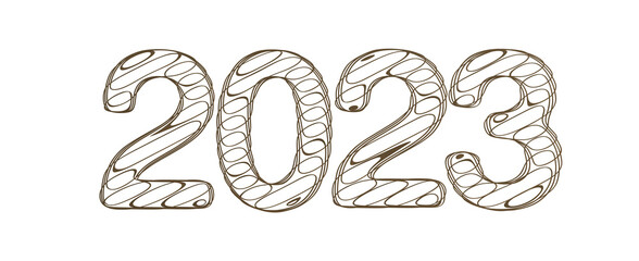 year 2023. 3D illustration numbers isolated white background