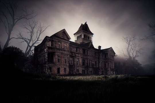 This Is A 3D Illustration Of A Haunted Mental Asylum.