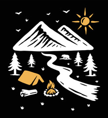 camping in the mountains illustration
