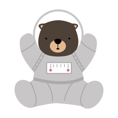 Cute Bear Astronaut Cartoon Vector