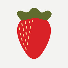 Flat strawberry image, vector isolated illustration
