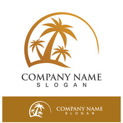 Palm tree summer logo template