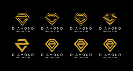 Set of Z letter diamond monogram logo design bundles. The perfect logo to use for jewelry companies, mining industries and the like
