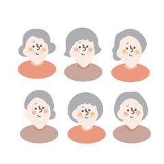 女性　ポップ　アイコン　上半身　イラスト　セット