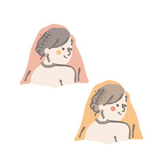 シニア　高齢　女性　ポップ　アイコン　上半身　イラスト　セット