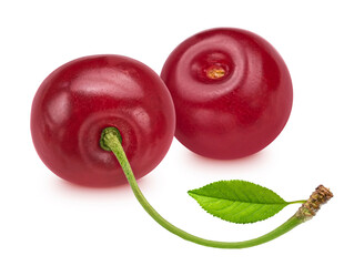 Two cherries isolated on white background