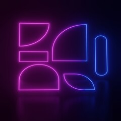rectangle shapes Neon Glowing 3D Illustration image