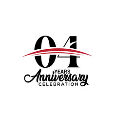 04th anniversary celebration design template for booklet with red and black colour , leaflet, magazine, brochure poster, web, invitation or greeting card. Vector illustration.
