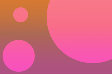 くすんだピンクとオレンジのグラデーション地に３つの大小のピンクの円のフレーム