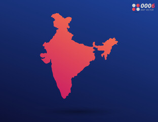 Vector bright orange gradient of India map on dark background. Organized in layers for easy editing.