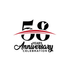 58th anniversary celebration design template for booklet with red and black colour , leaflet, magazine, brochure poster, web, invitation or greeting card. Vector illustration.
