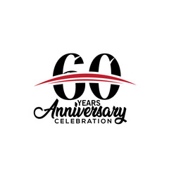 Obraz premium 60th anniversary celebration design template for booklet with red and black colour , leaflet, magazine, brochure poster, web, invitation or greeting card. Vector illustration. 