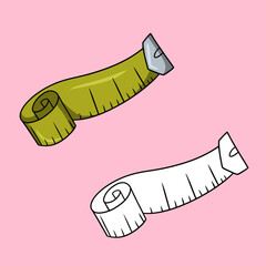 A set of images, a bright long flexible ruler of roulette, a vector cartoon