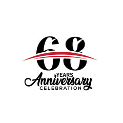 68th anniversary celebration design template for booklet with red and black colour , leaflet, magazine, brochure poster, web, invitation or greeting card. Vector illustration.
