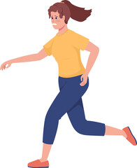 Fototapeta na wymiar Worried girl semi flat color raster character. Running figure. Full body person on white. Everyday life situation isolated modern cartoon style illustration for graphic design and animation