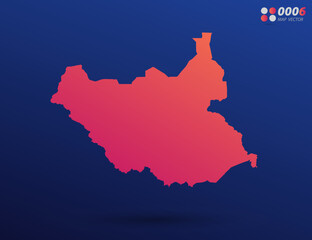 Fototapeta premium Vector bright orange gradient of South Sudan map on dark background. Organized in layers for easy editing.