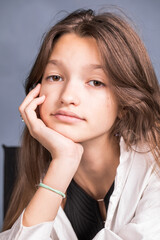 Studio portrait of a young teen girl