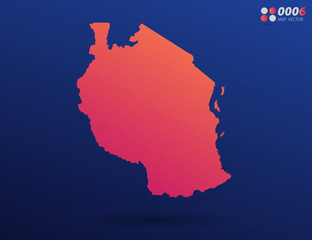 Fototapeta premium Vector bright orange gradient of Tanzania map on dark background. Organized in layers for easy editing.