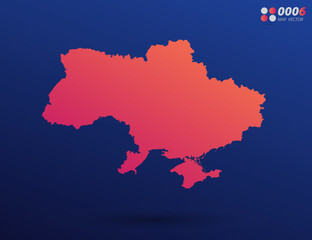 Vector bright orange gradient of Ukraine map on dark background. Organized in layers for easy editing.