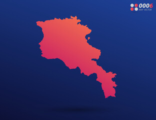 Vector bright orange gradient of Armenia map on dark background. Organized in layers for easy editing.