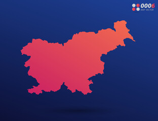 Fototapeta premium Vector bright orange gradient of Slovenia map on dark background. Organized in layers for easy editing.