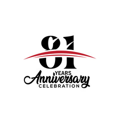 81st anniversary celebration design template for booklet with red and black colour , leaflet, magazine, brochure poster, web, invitation or greeting card. Vector illustration.

