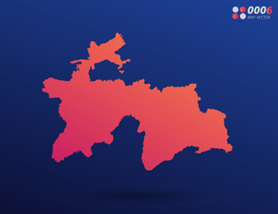 Vector bright orange gradient of Tajikistan map on dark background. Organized in layers for easy editing.