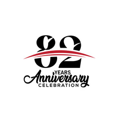 82nd anniversary celebration design template for booklet with red and black colour , leaflet, magazine, brochure poster, web, invitation or greeting card. Vector illustration.
