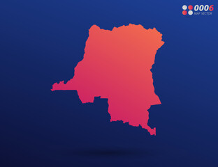 Fototapeta premium Vector bright orange gradient of Congo map on dark background. Organized in layers for easy editing.