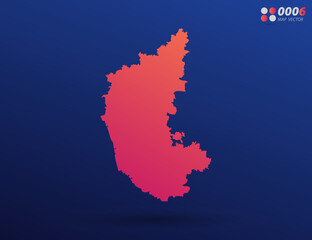 Vector bright orange gradient of Karnataka map on dark background. Organized in layers for easy editing.